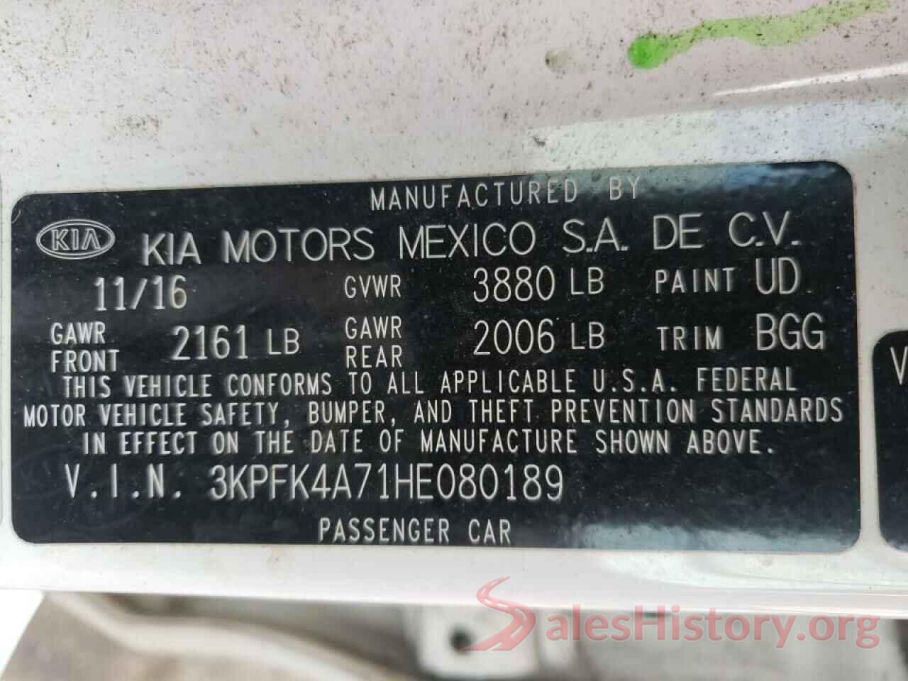 3KPFK4A71HE080189 2017 KIA FORTE