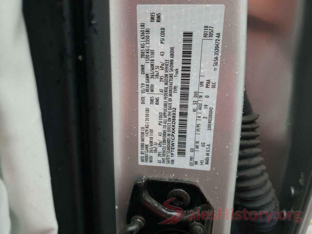 1FTEW1CPXKKD88932 2019 FORD F-150