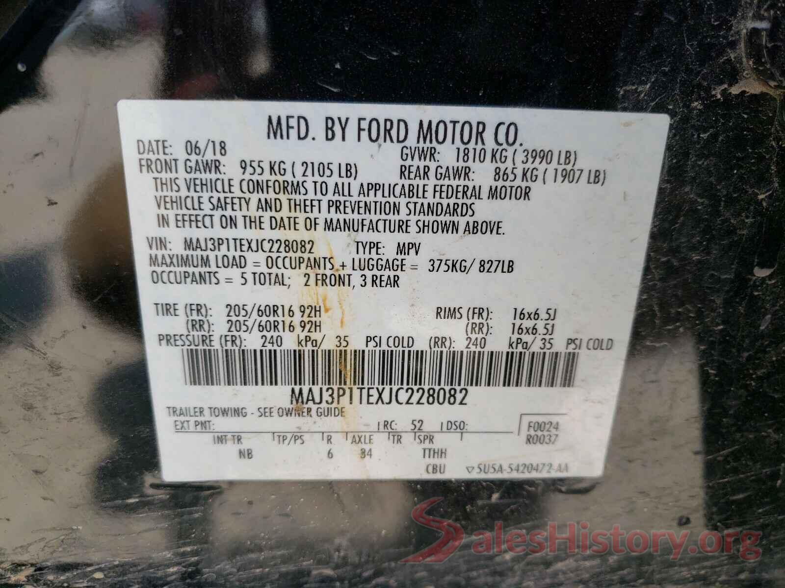 MAJ3P1TEXJC228082 2018 FORD ALL OTHER