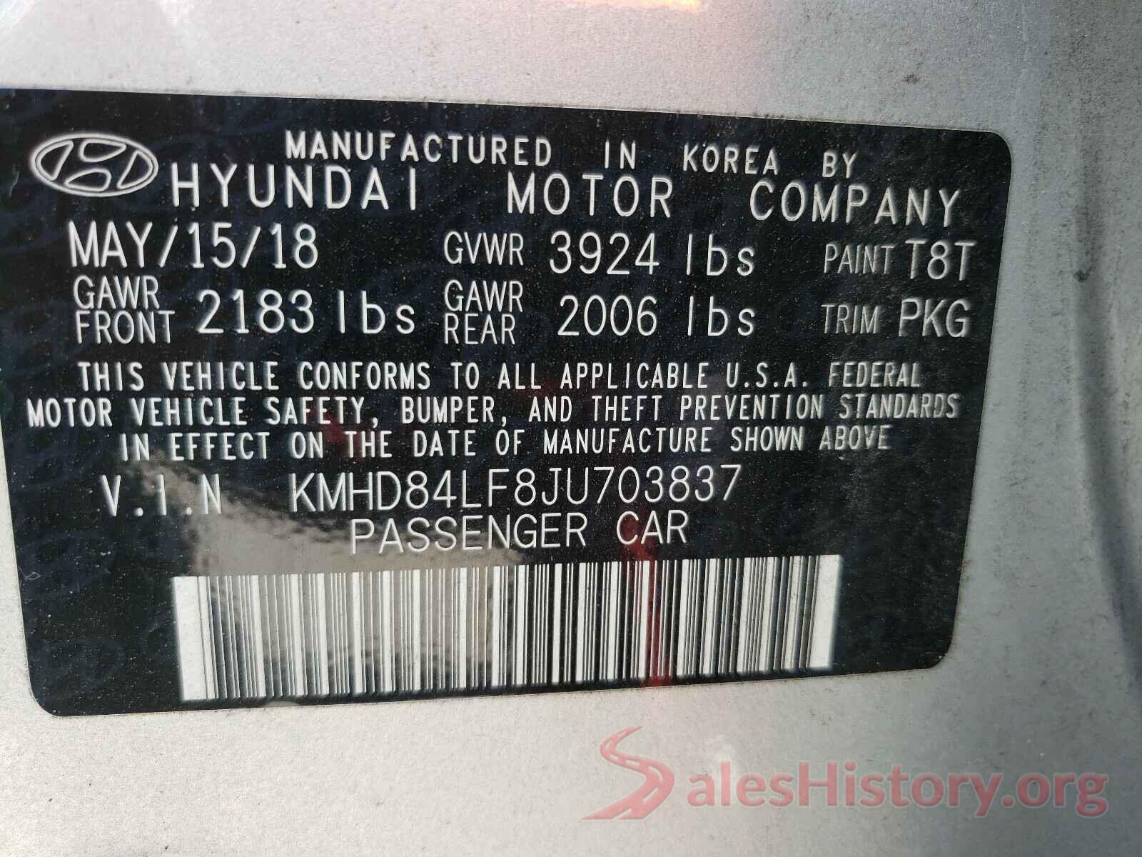 KMHD84LF8JU703837 2018 HYUNDAI ELANTRA