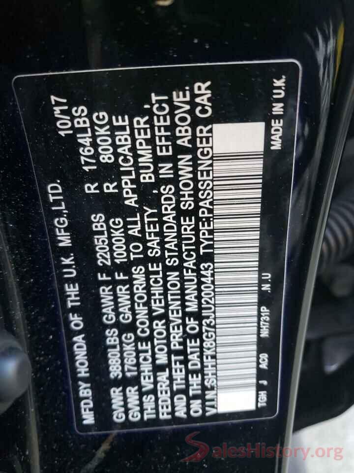 SHHFK8G73JU200443 2018 HONDA CIVIC