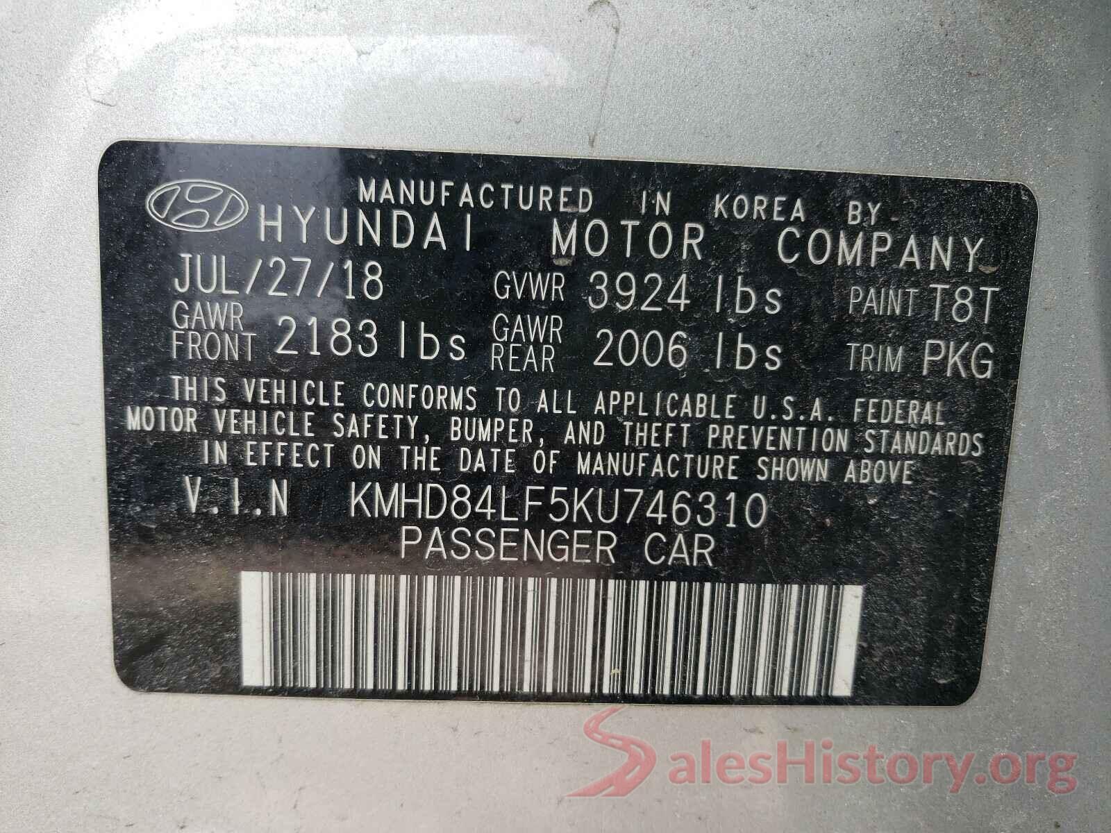 KMHD84LF5KU746310 2019 HYUNDAI ELANTRA