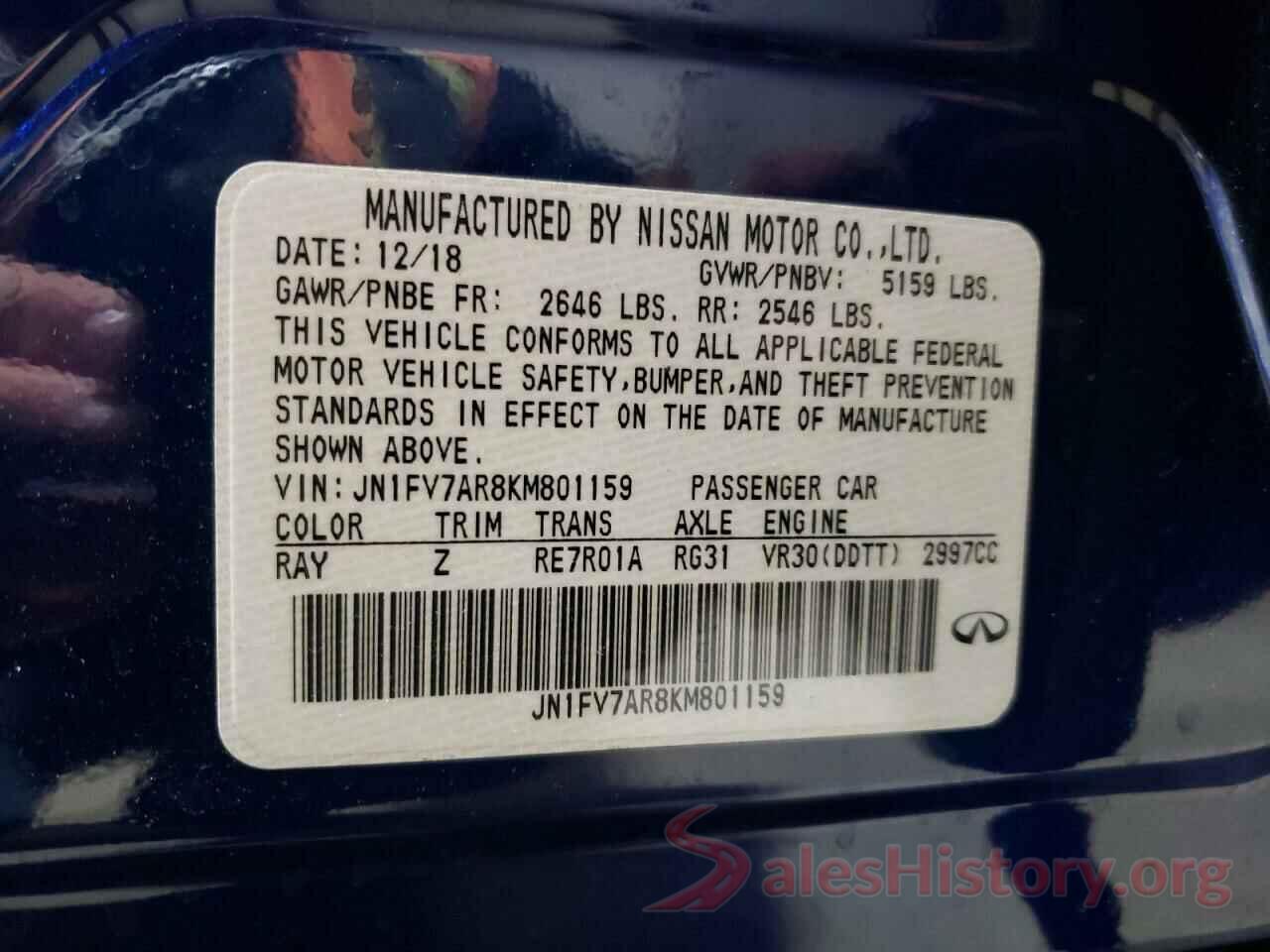 JN1FV7AR8KM801159 2019 INFINITI Q50