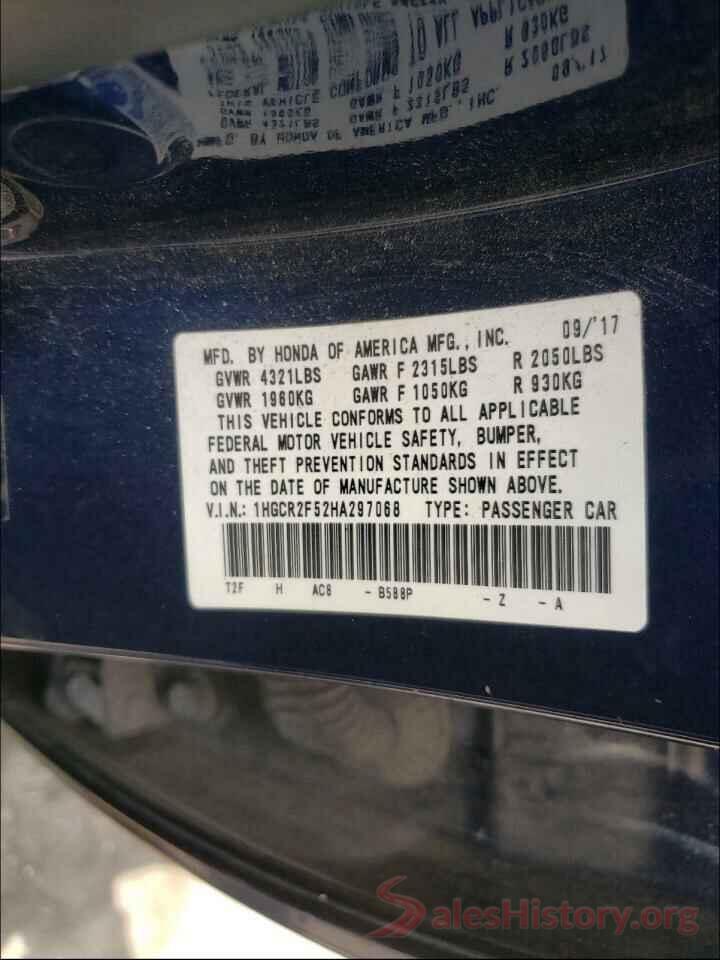 1HGCR2F52HA297068 2017 HONDA ACCORD