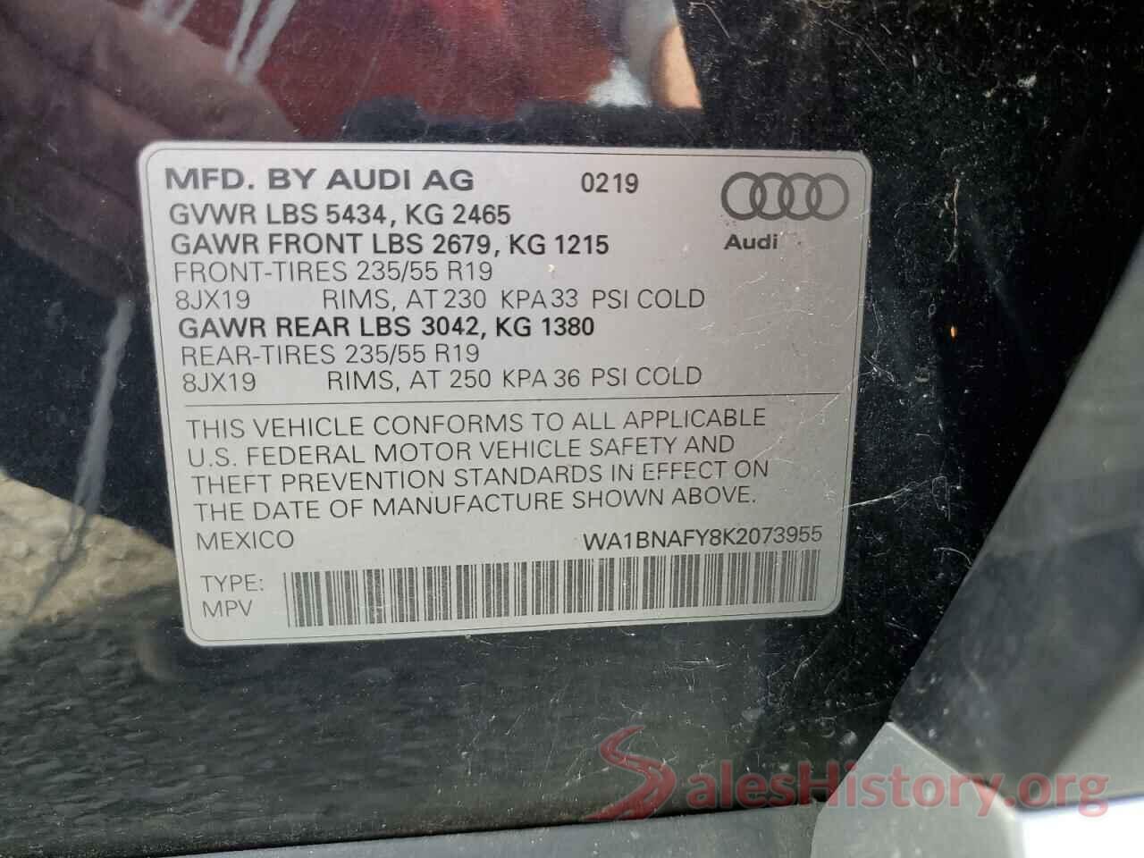 WA1BNAFY8K2073955 2019 AUDI Q5