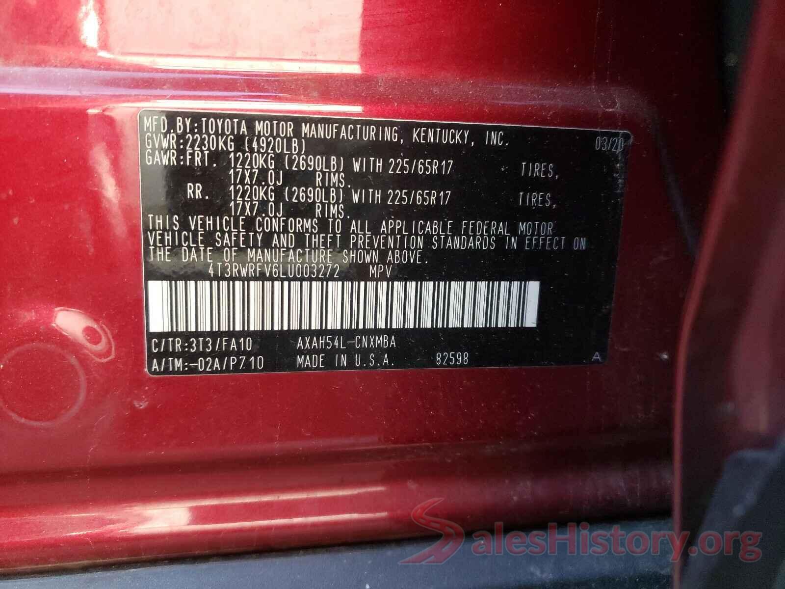 4T3RWRFV6LU003272 2020 TOYOTA RAV4