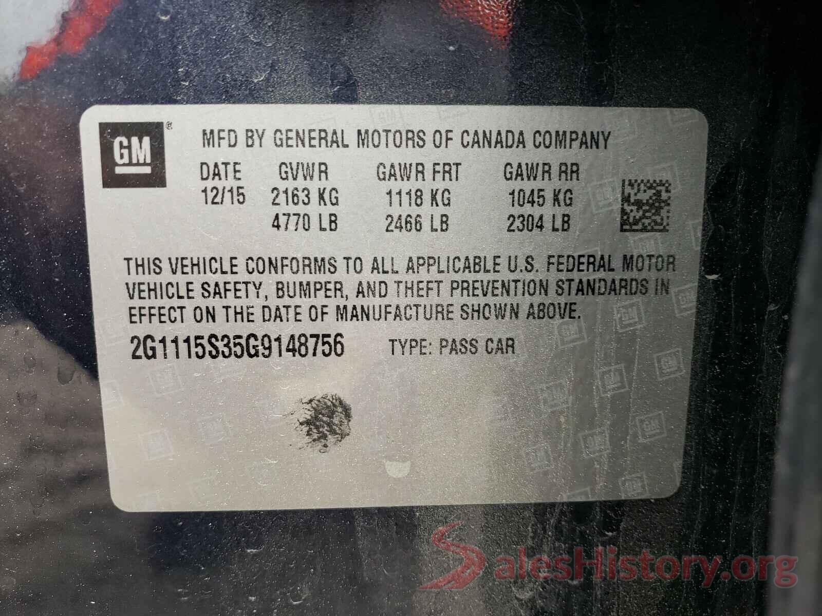 2G1115S35G9148756 2016 CHEVROLET IMPALA