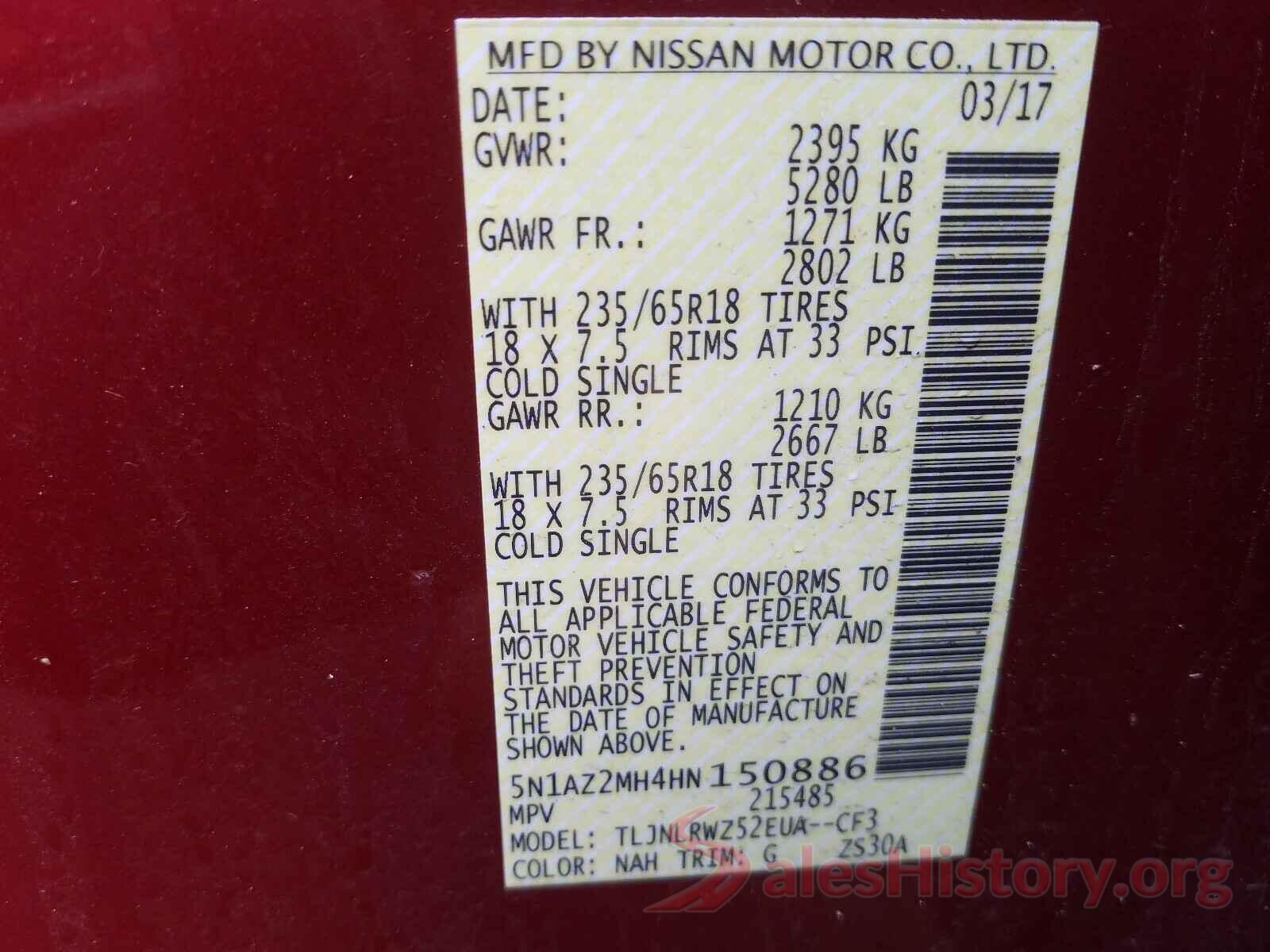 5N1AZ2MH4HN150886 2017 NISSAN MURANO