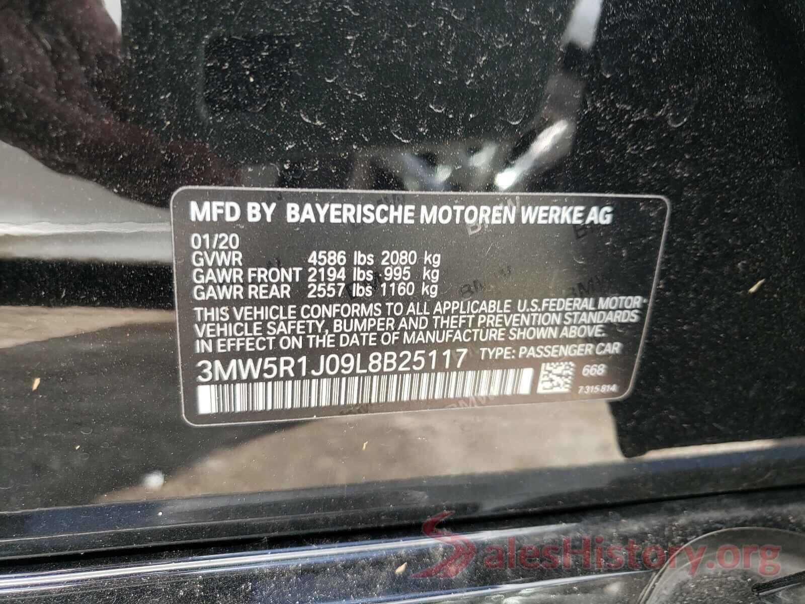 3MW5R1J09L8B25117 2020 BMW 3 SERIES