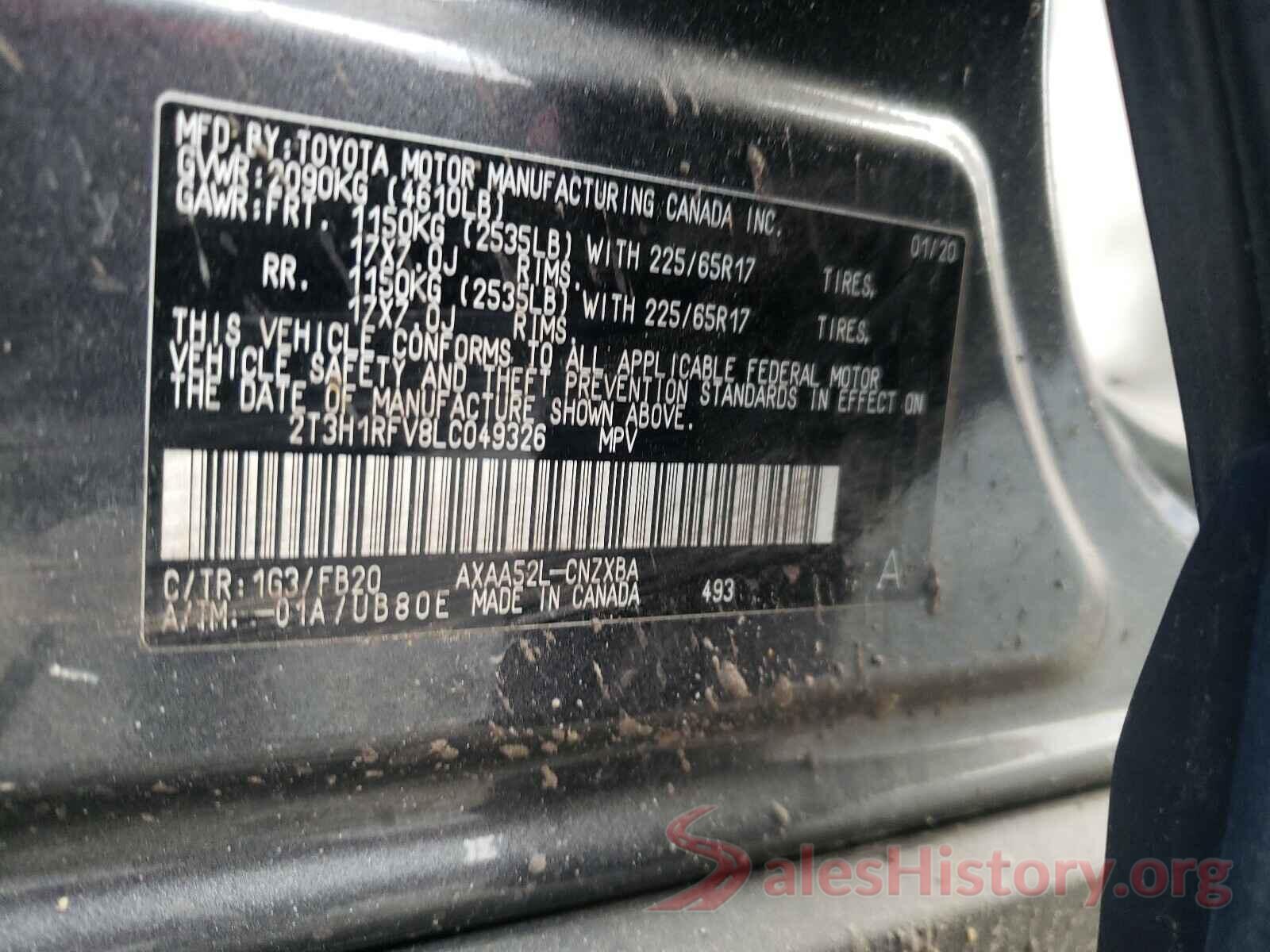 2T3H1RFV8LC049326 2020 TOYOTA RAV4