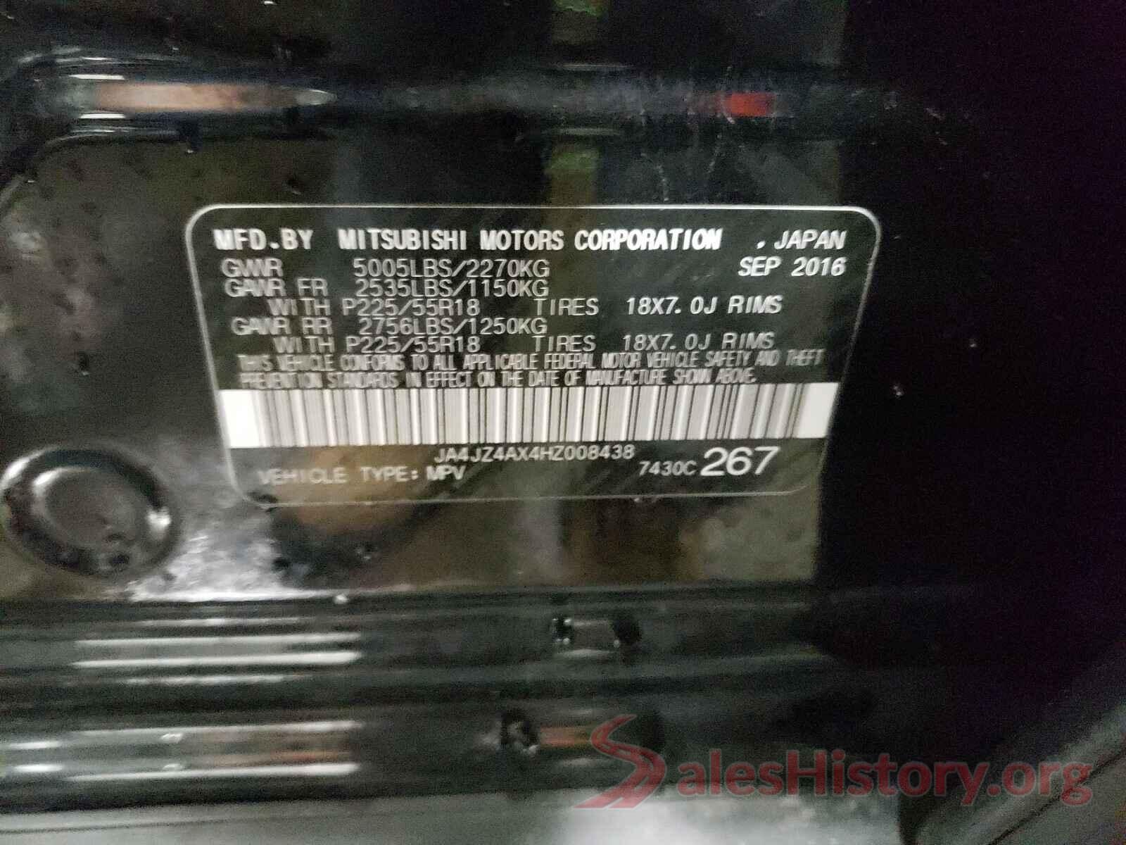 JA4JZ4AX4HZ008438 2017 MITSUBISHI OUTLANDER