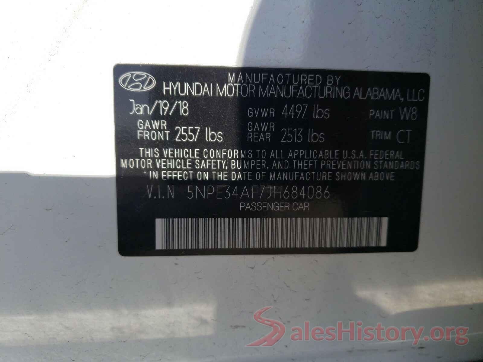 5NPE34AF7JH684086 2018 HYUNDAI SONATA