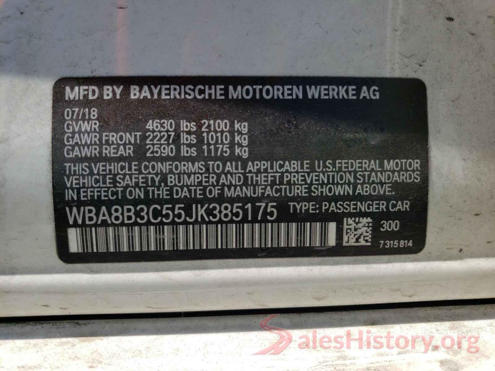 WBA8B3C55JK385175 2018 BMW 3 SERIES