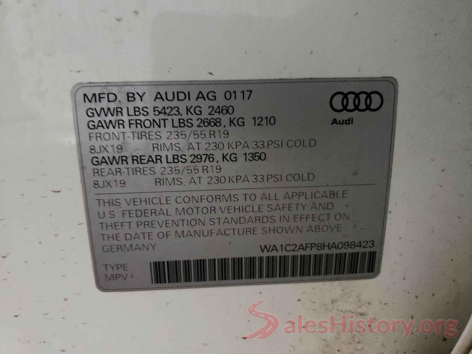 WA1C2AFP8HA098423 2017 AUDI Q5