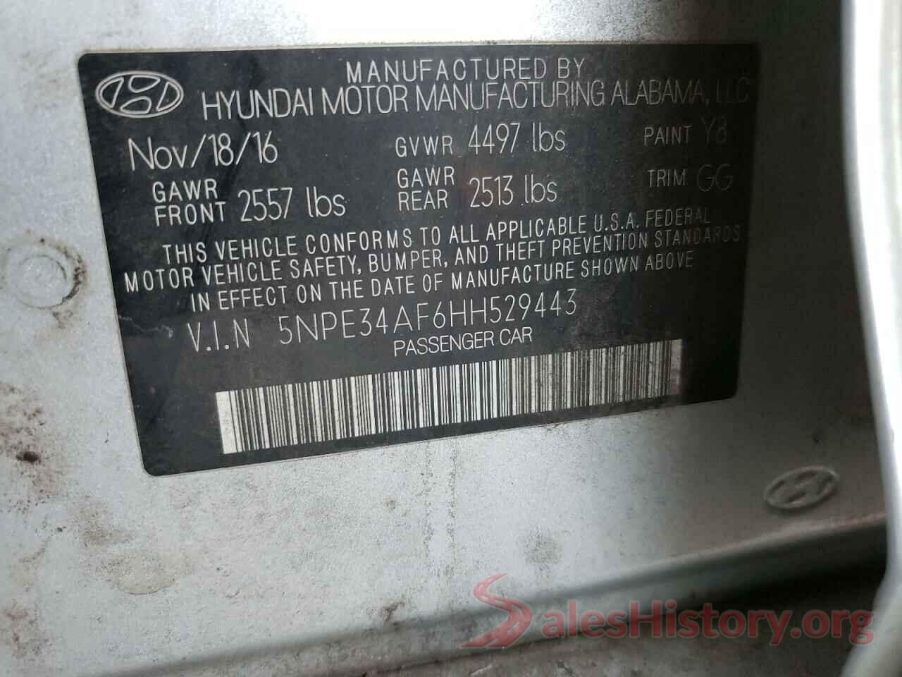 5NPE34AF6HH529443 2017 HYUNDAI SONATA