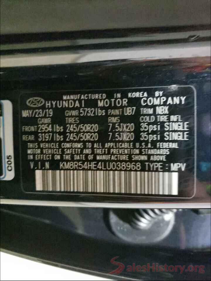 KM8R54HE4LU038968 2020 HYUNDAI PALISADE