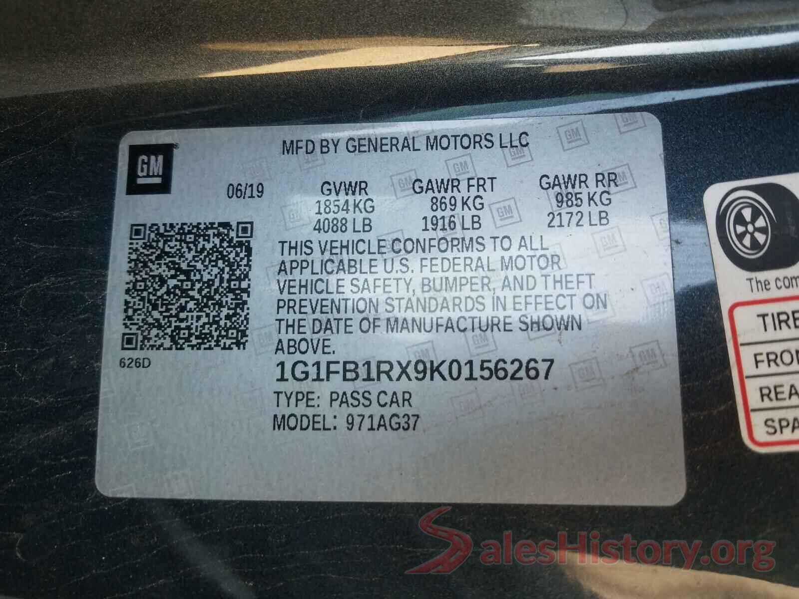 1G1FB1RX9K0156267 2019 CHEVROLET CAMARO