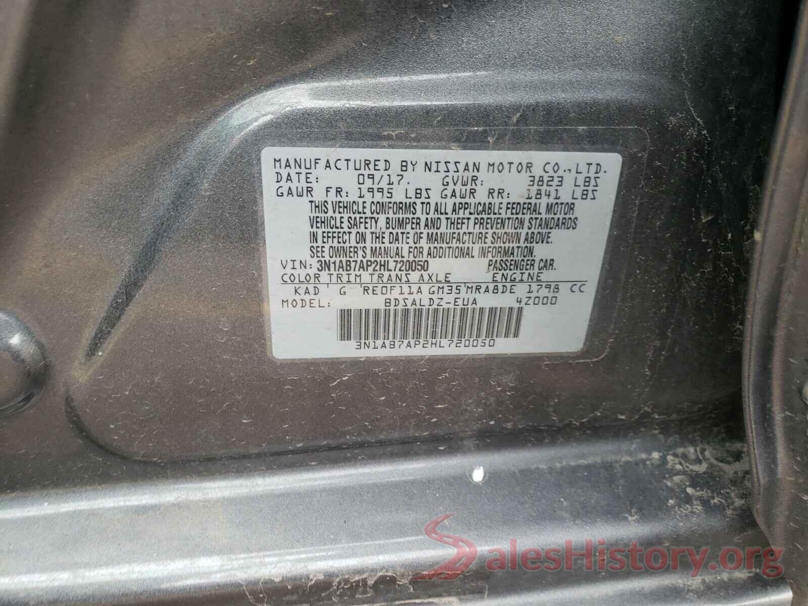 3N1AB7AP2HL720050 2017 NISSAN SENTRA