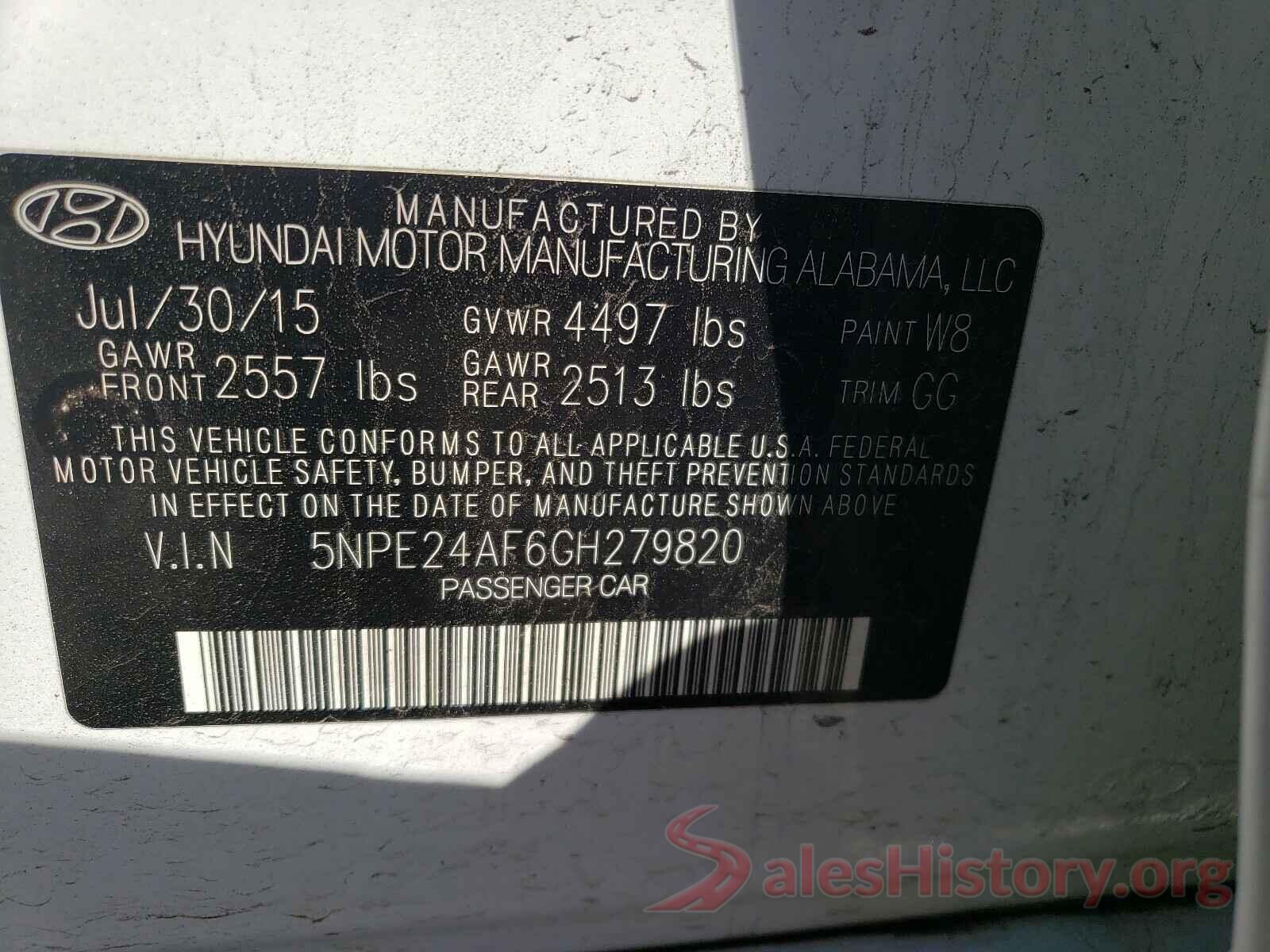 5NPE24AF6GH279820 2016 HYUNDAI SONATA