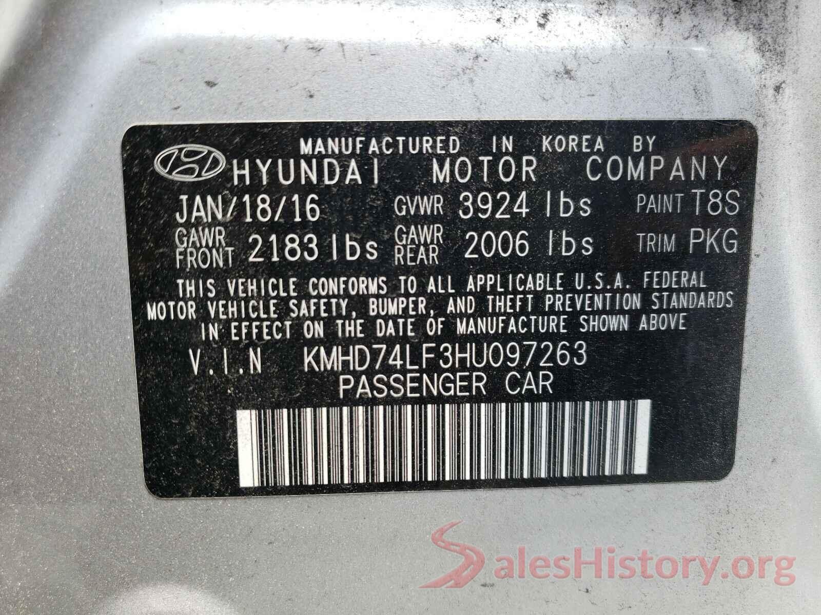 KMHD74LF3HU097263 2017 HYUNDAI ELANTRA