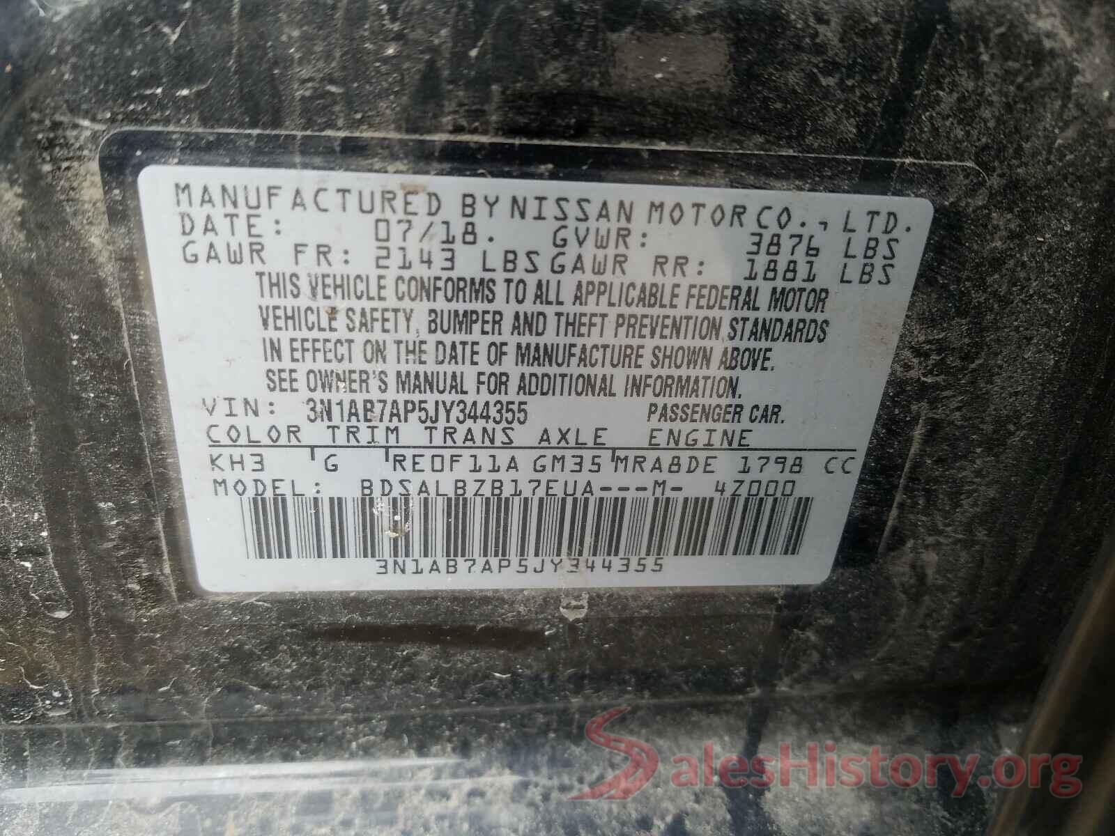 3N1AB7AP5JY344355 2018 NISSAN SENTRA