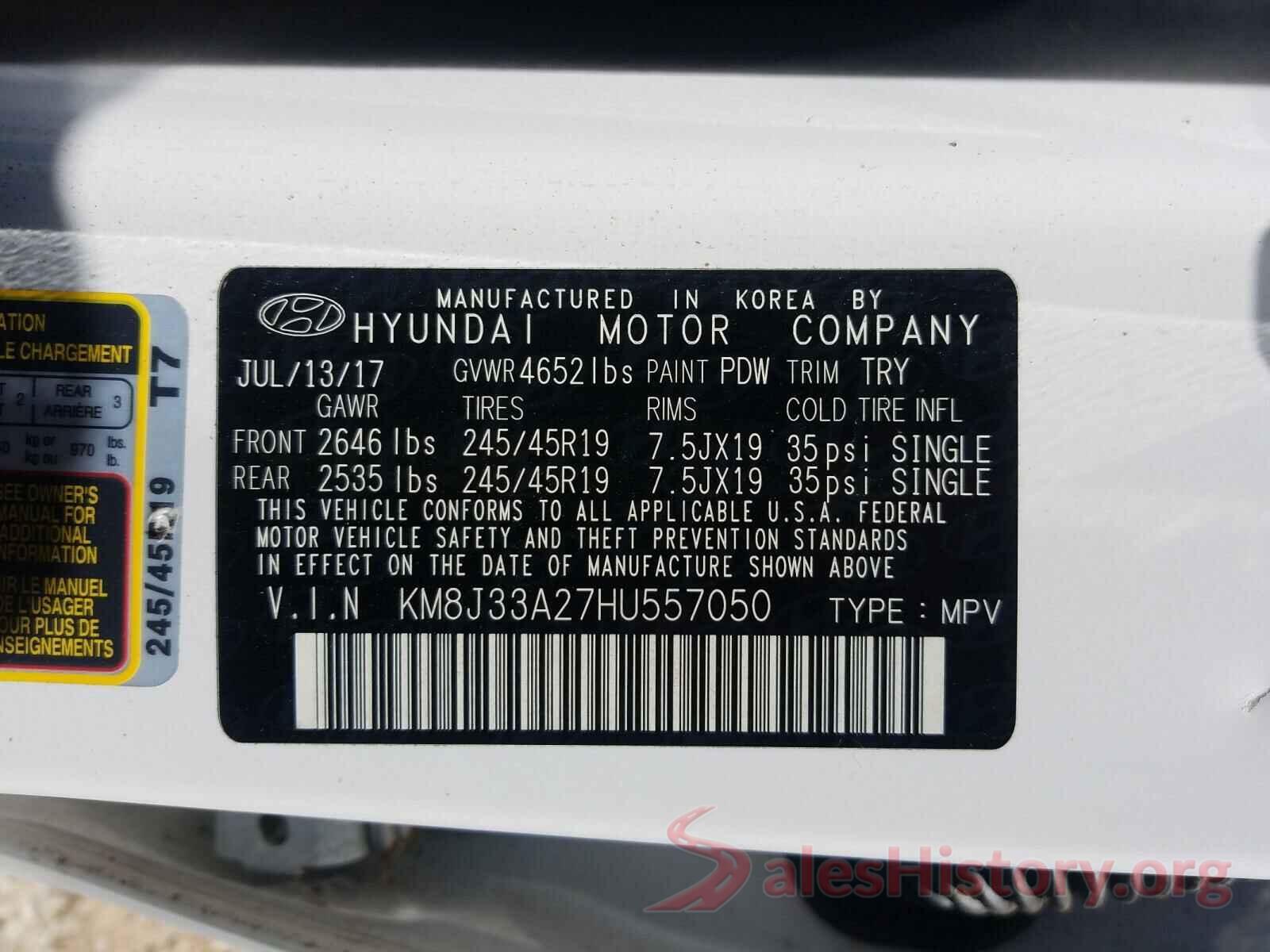 KM8J33A27HU557050 2017 HYUNDAI TUCSON