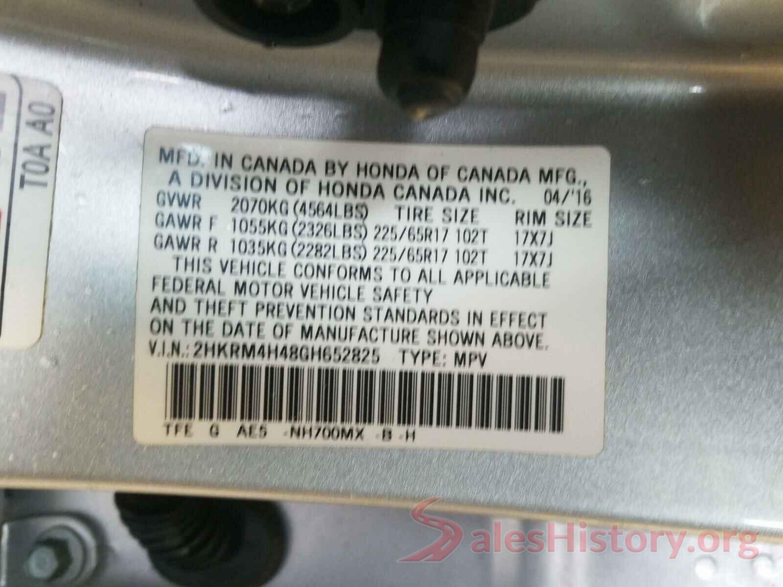 2HKRM4H48GH652825 2016 HONDA CRV