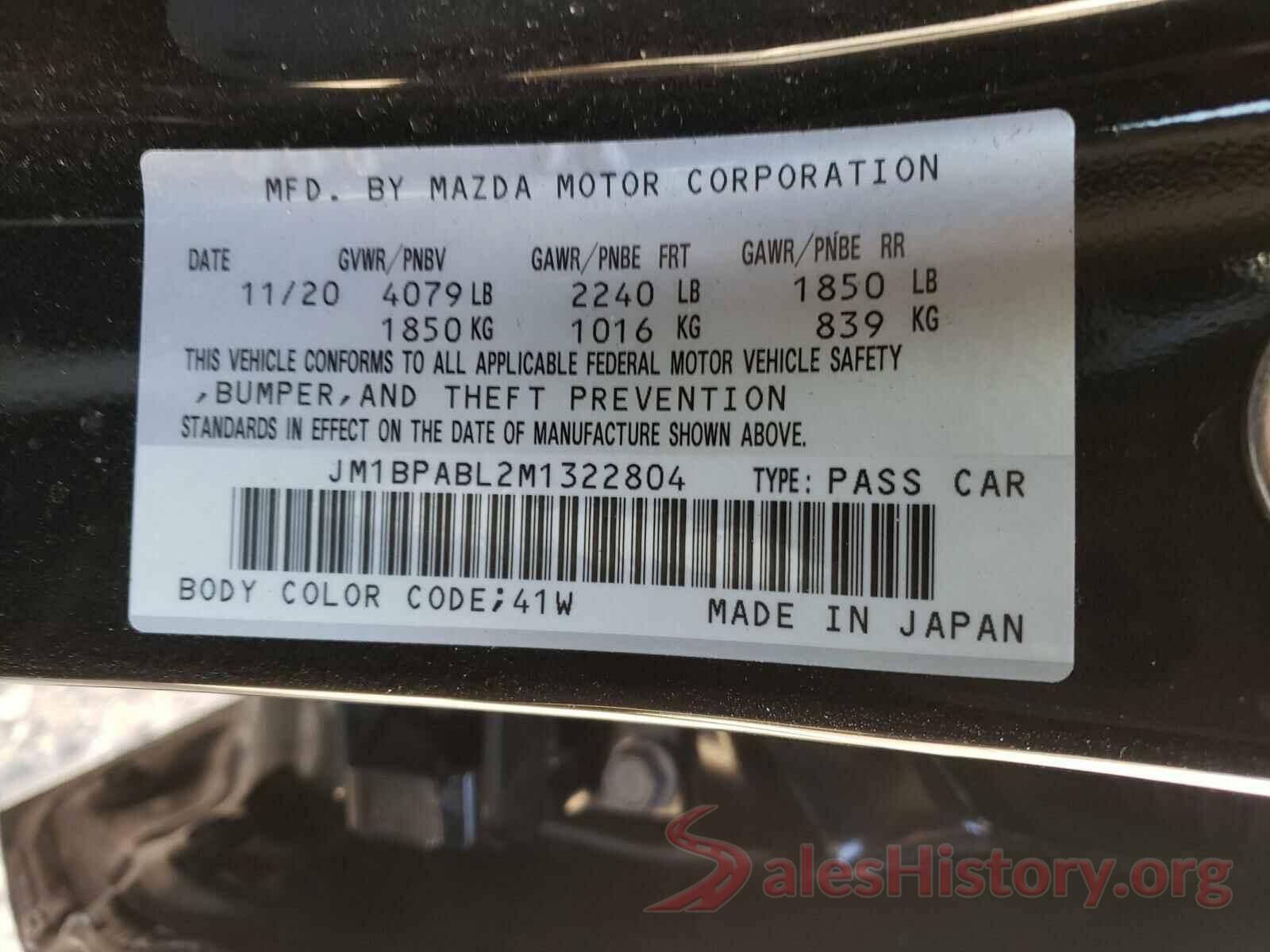 JM1BPABL2M1322804 2021 MAZDA 3