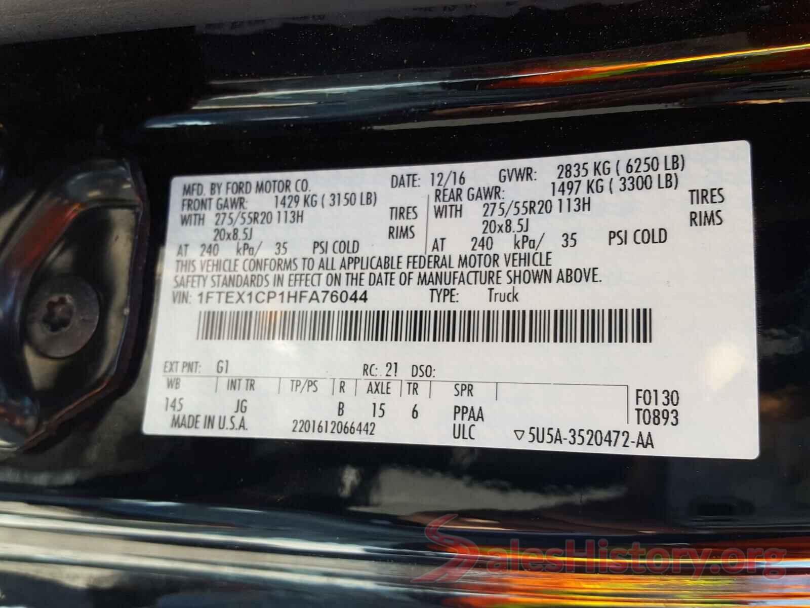 1FTEX1CP1HFA76044 2017 FORD F150