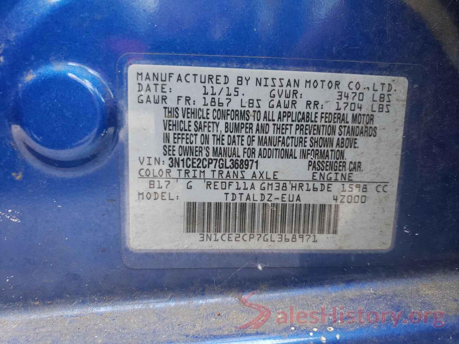 3N1CE2CP7GL368971 2016 NISSAN VERSA