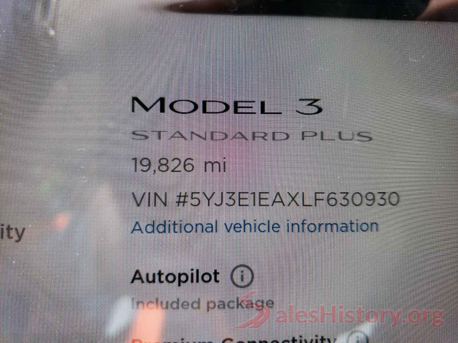 5YJ3E1EAXLF630930 2020 TESLA MODEL 3