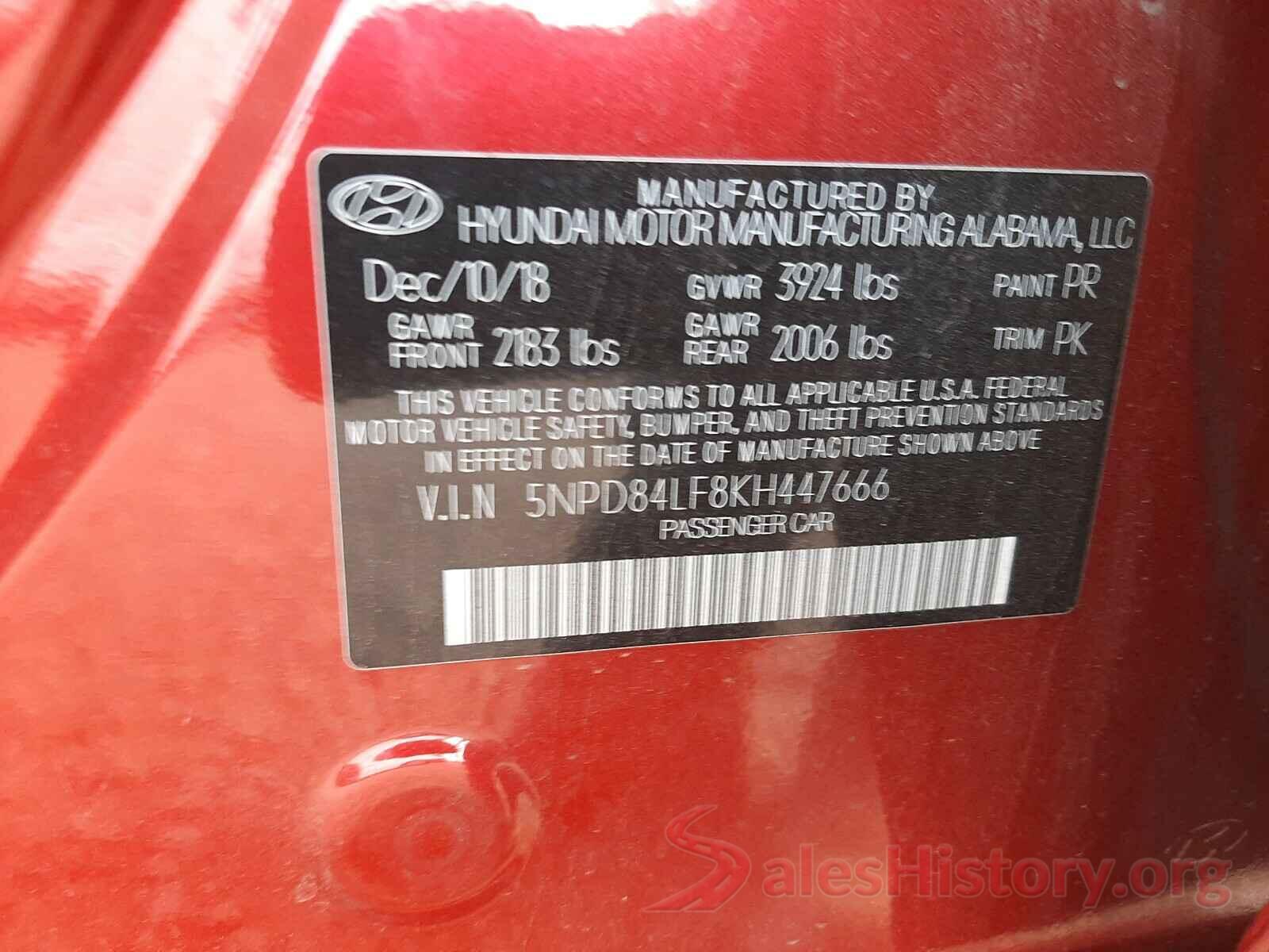 5NPD84LF8KH447666 2019 HYUNDAI ELANTRA