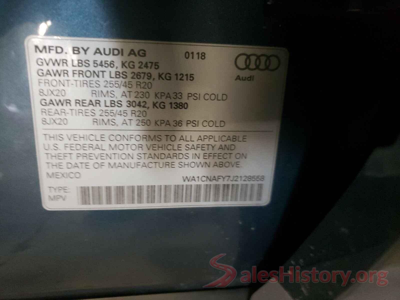 WA1CNAFY7J2128558 2018 AUDI Q5