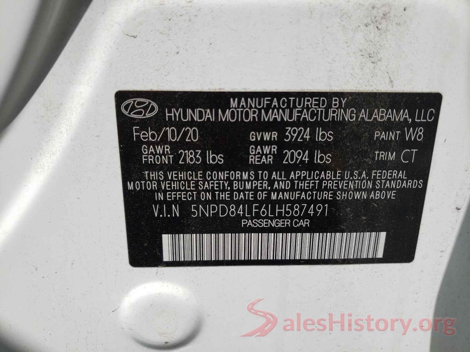 5NPD84LF6LH587491 2020 HYUNDAI ELANTRA