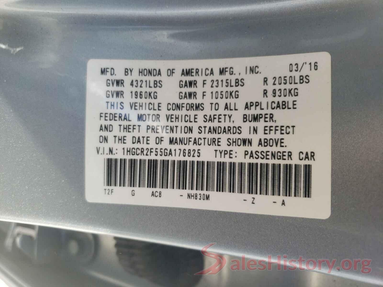 1HGCR2F55GA176825 2016 HONDA ACCORD