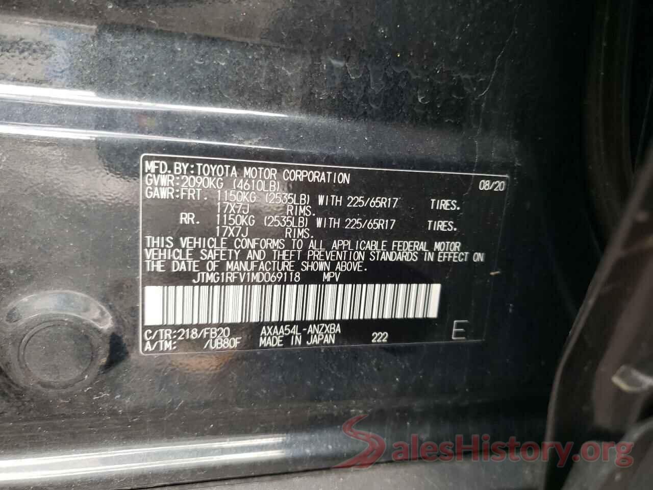 JTMG1RFV1MD069118 2021 TOYOTA RAV4