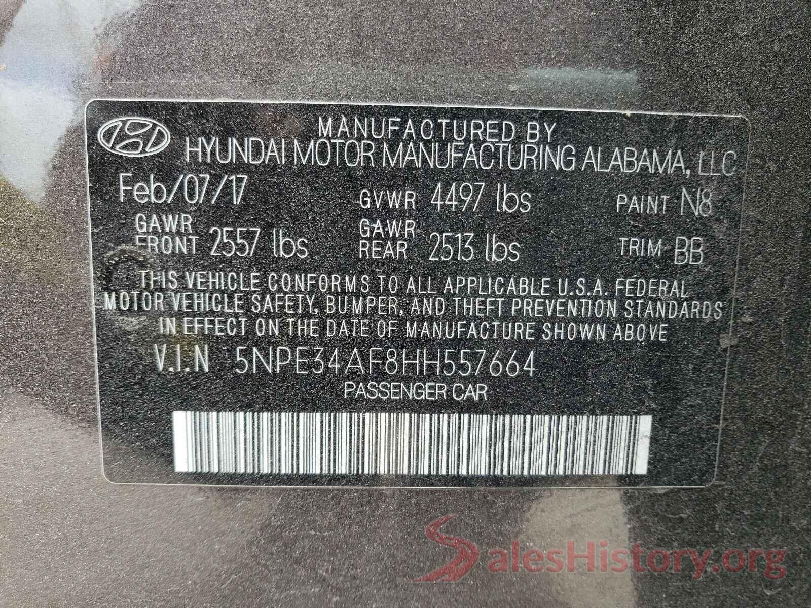 5NPE34AF8HH557664 2017 HYUNDAI SONATA