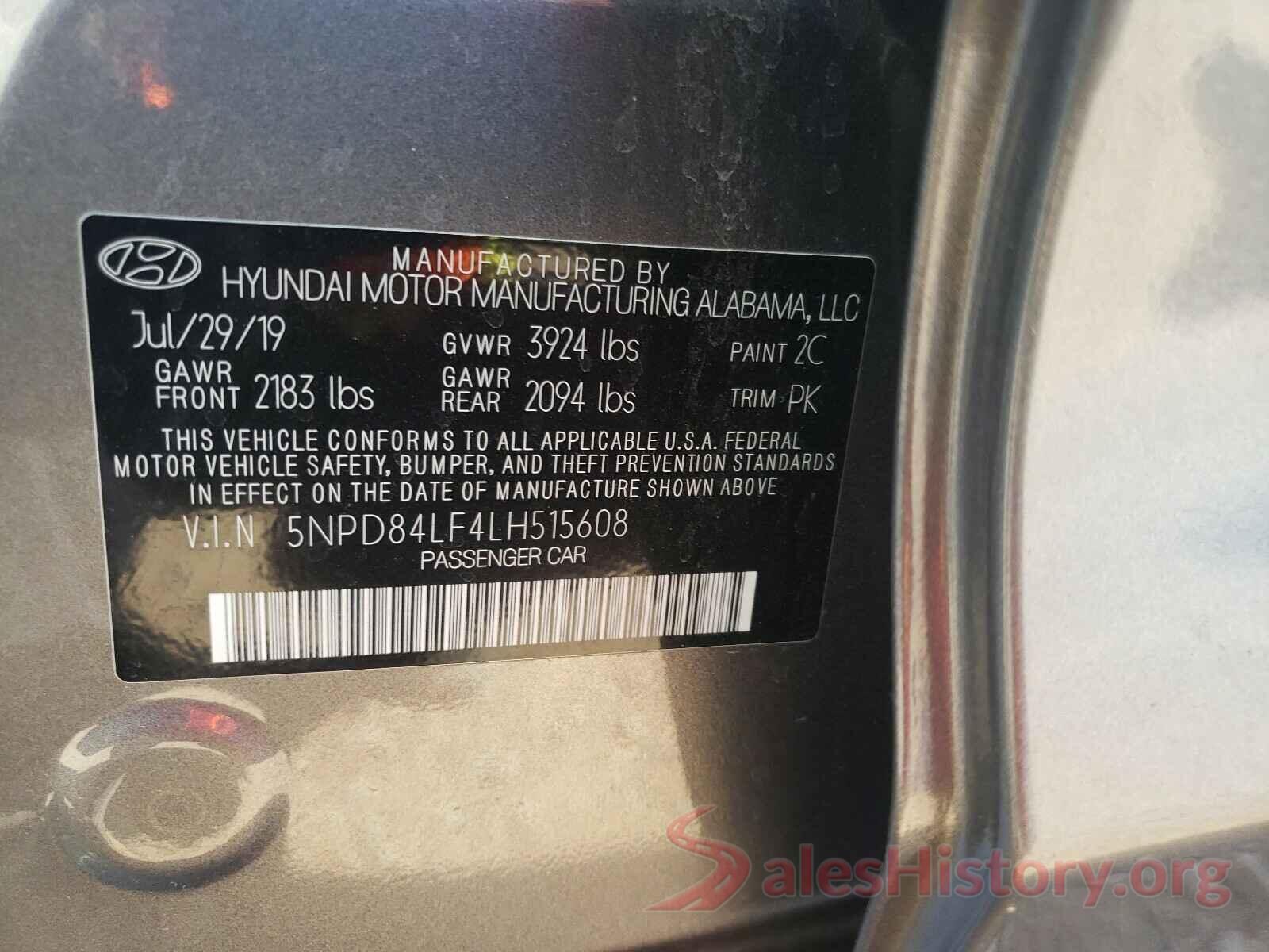 5NPD84LF4LH515608 2020 HYUNDAI ELANTRA