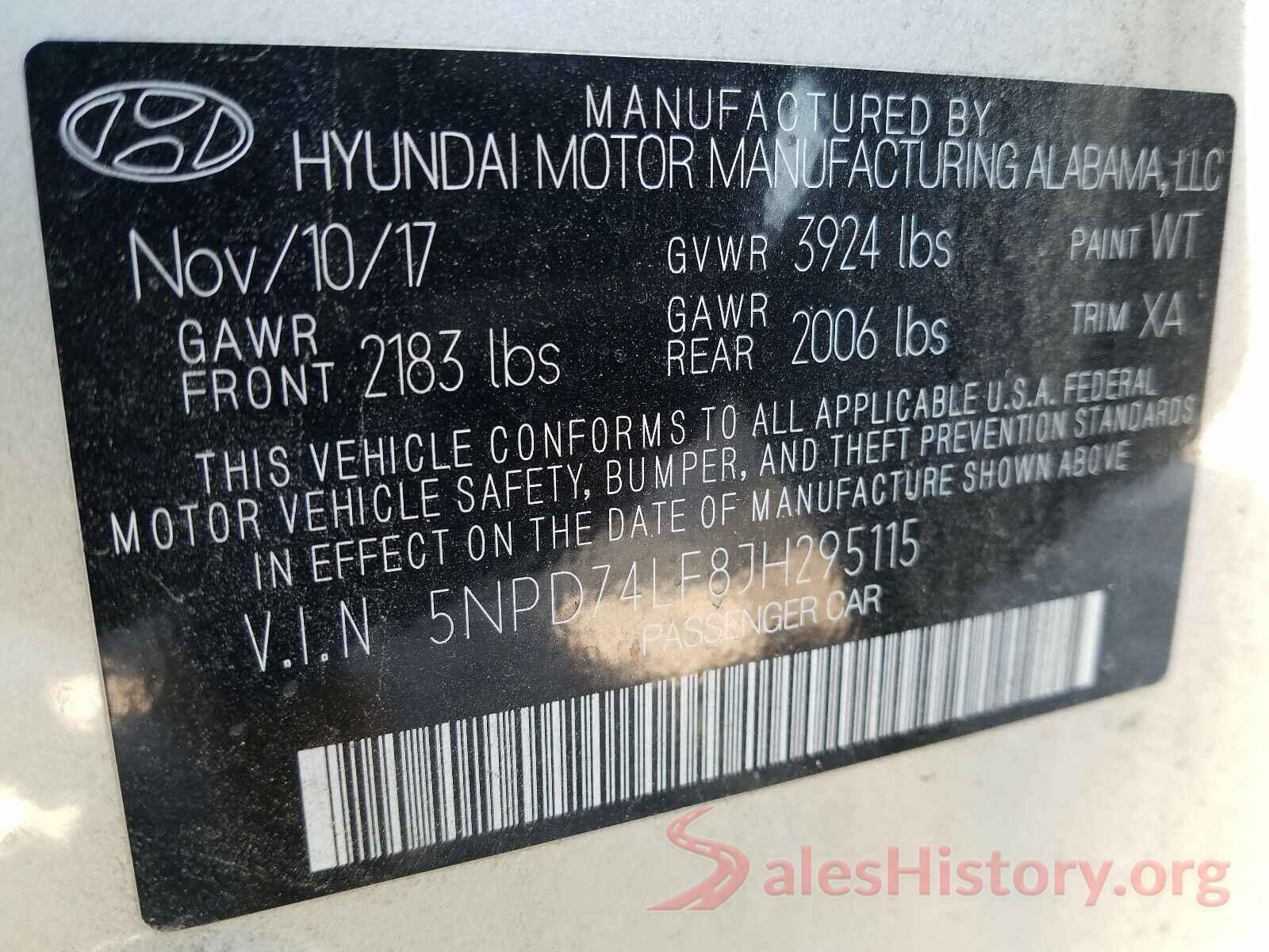 5NPD74LF8JH295115 2018 HYUNDAI ELANTRA