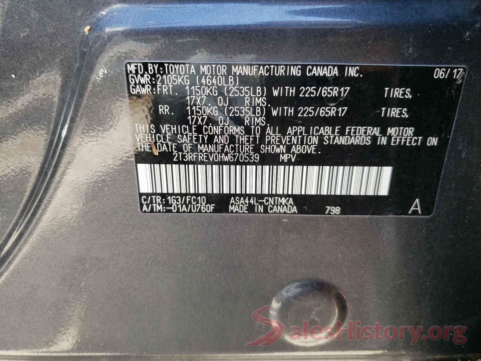 2T3RFREV0HW670539 2017 TOYOTA RAV4