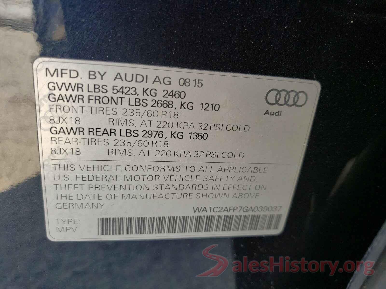 WA1C2AFP7GA039037 2016 AUDI Q5