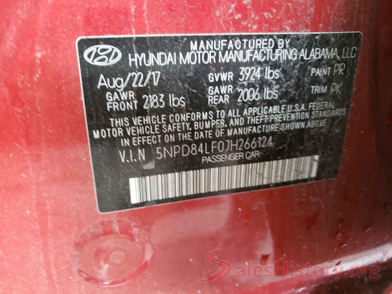 5NPD84LF0JH266124 2018 HYUNDAI ELANTRA