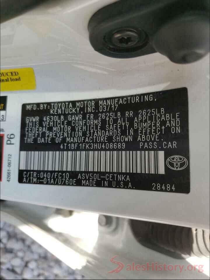 4T1BF1FK3HU408689 2017 TOYOTA CAMRY