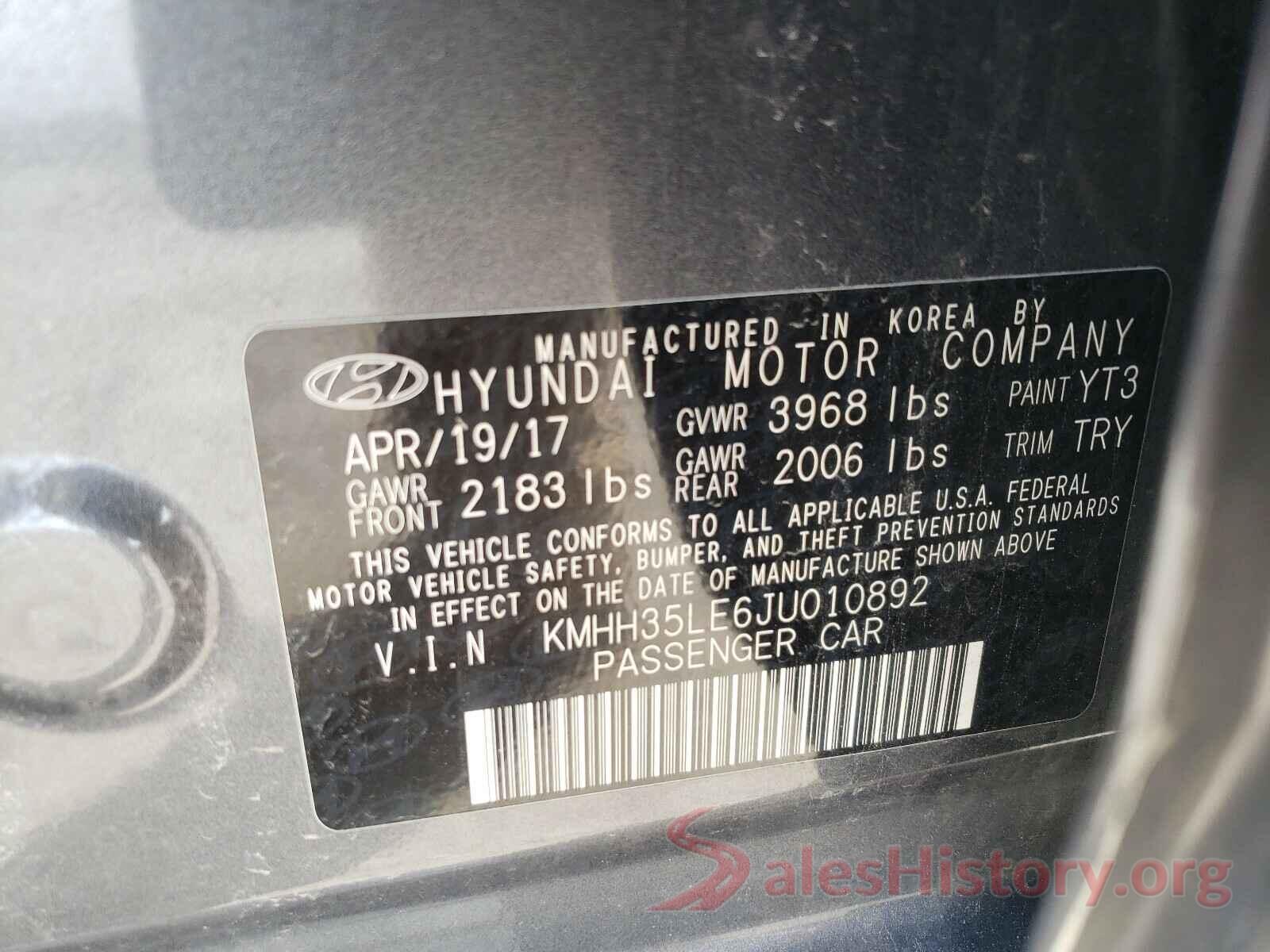 KMHH35LE6JU010892 2018 HYUNDAI ELANTRA