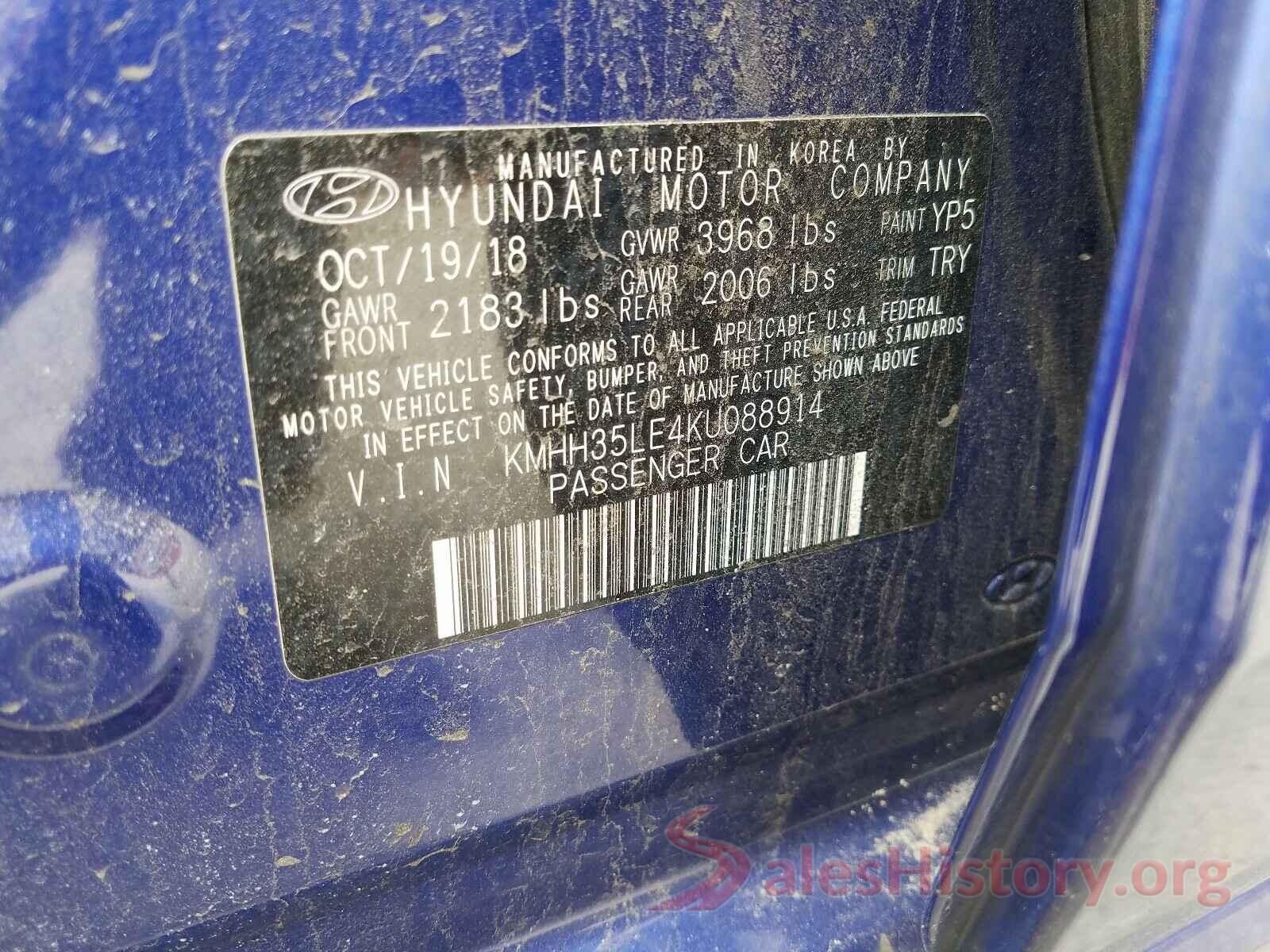 KMHH35LE4KU088914 2019 HYUNDAI ELANTRA