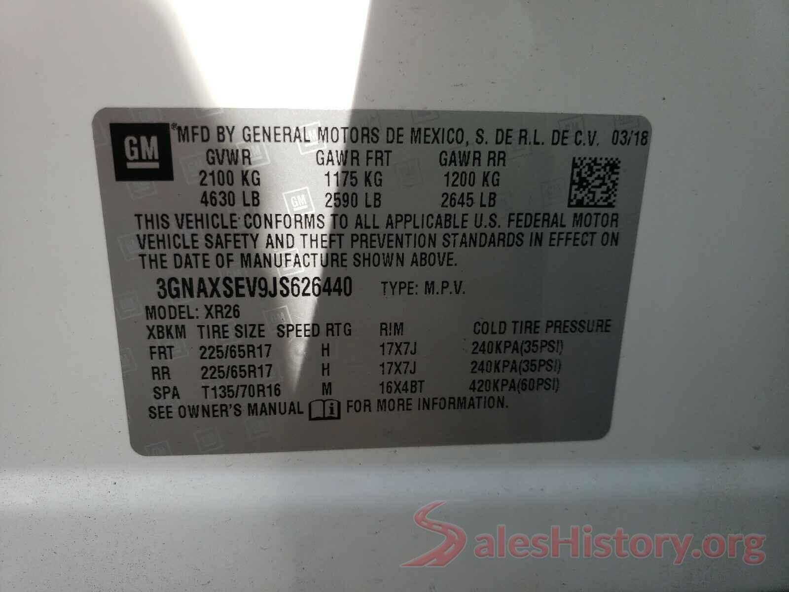 3GNAXSEV9JS626440 2018 CHEVROLET EQUINOX