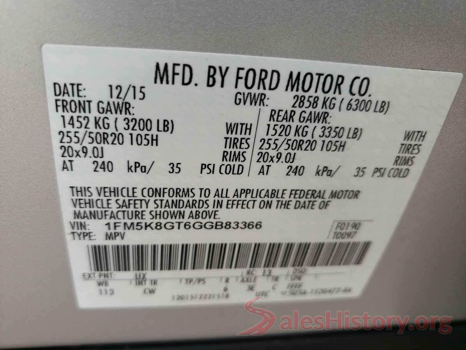 1FM5K8GT6GGB83366 2016 FORD EXPLORER