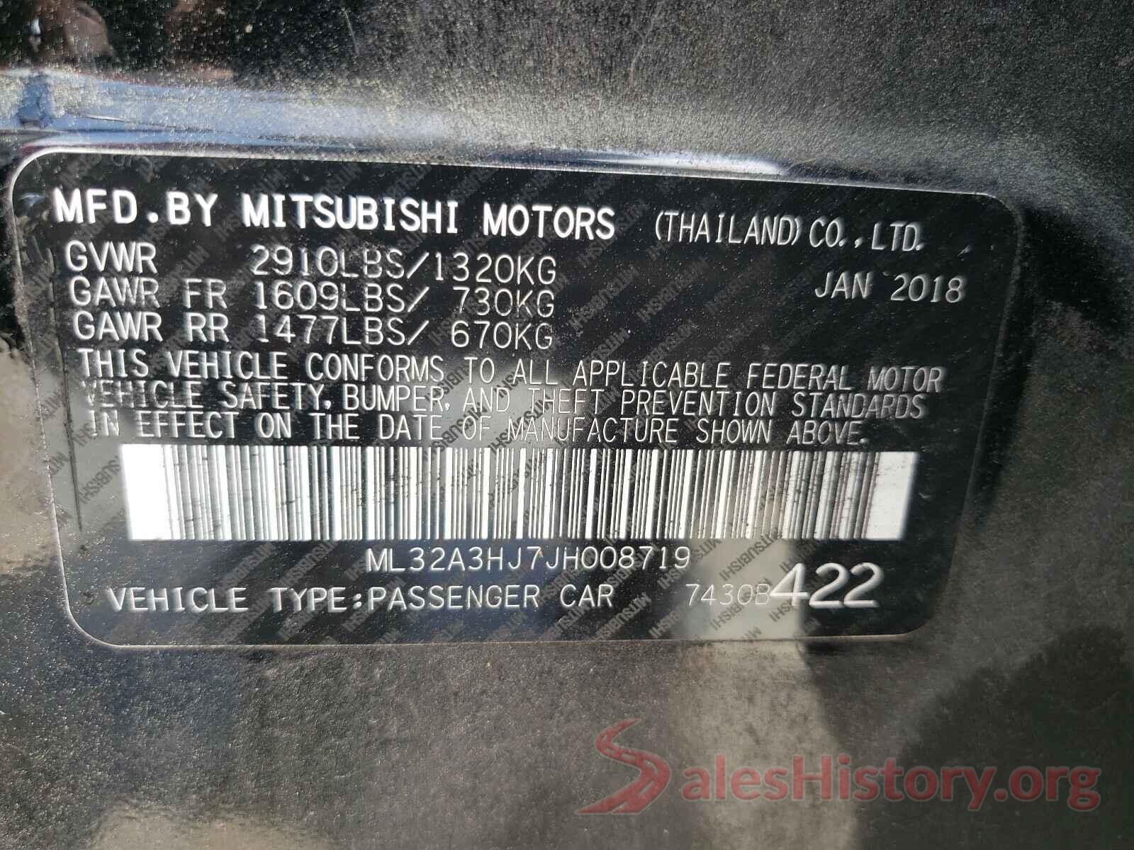 ML32A3HJ7JH008719 2018 MITSUBISHI MIRAGE