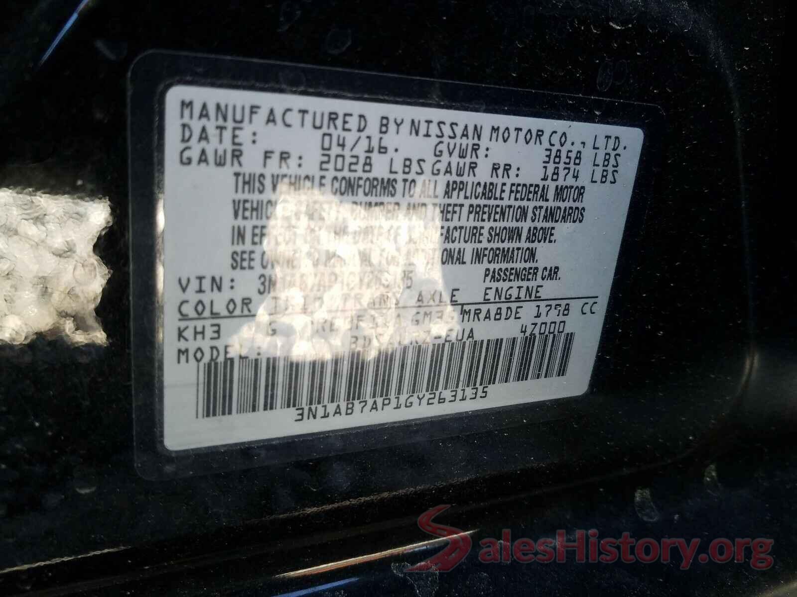 3N1AB7AP1GY263135 2016 NISSAN SENTRA