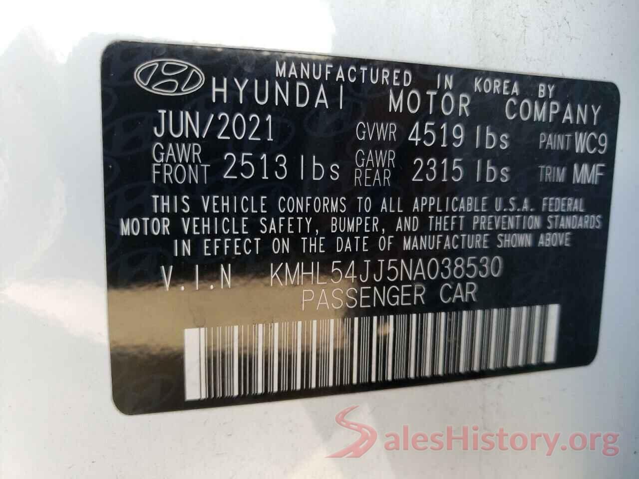 KMHL54JJ5NA038530 2022 HYUNDAI SONATA